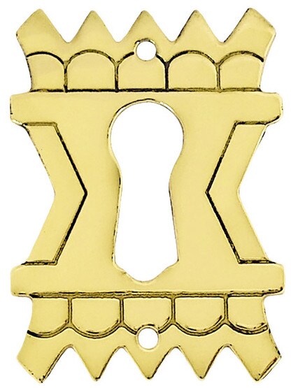 1 1/2 inch x 1 inch Eastlake Style Key Hole Escutcheon in Un-Lacquered Brass.